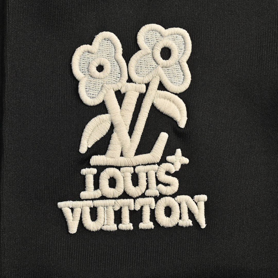 Louis Vuitton 24Fw floral embroidered side webbing trousers set