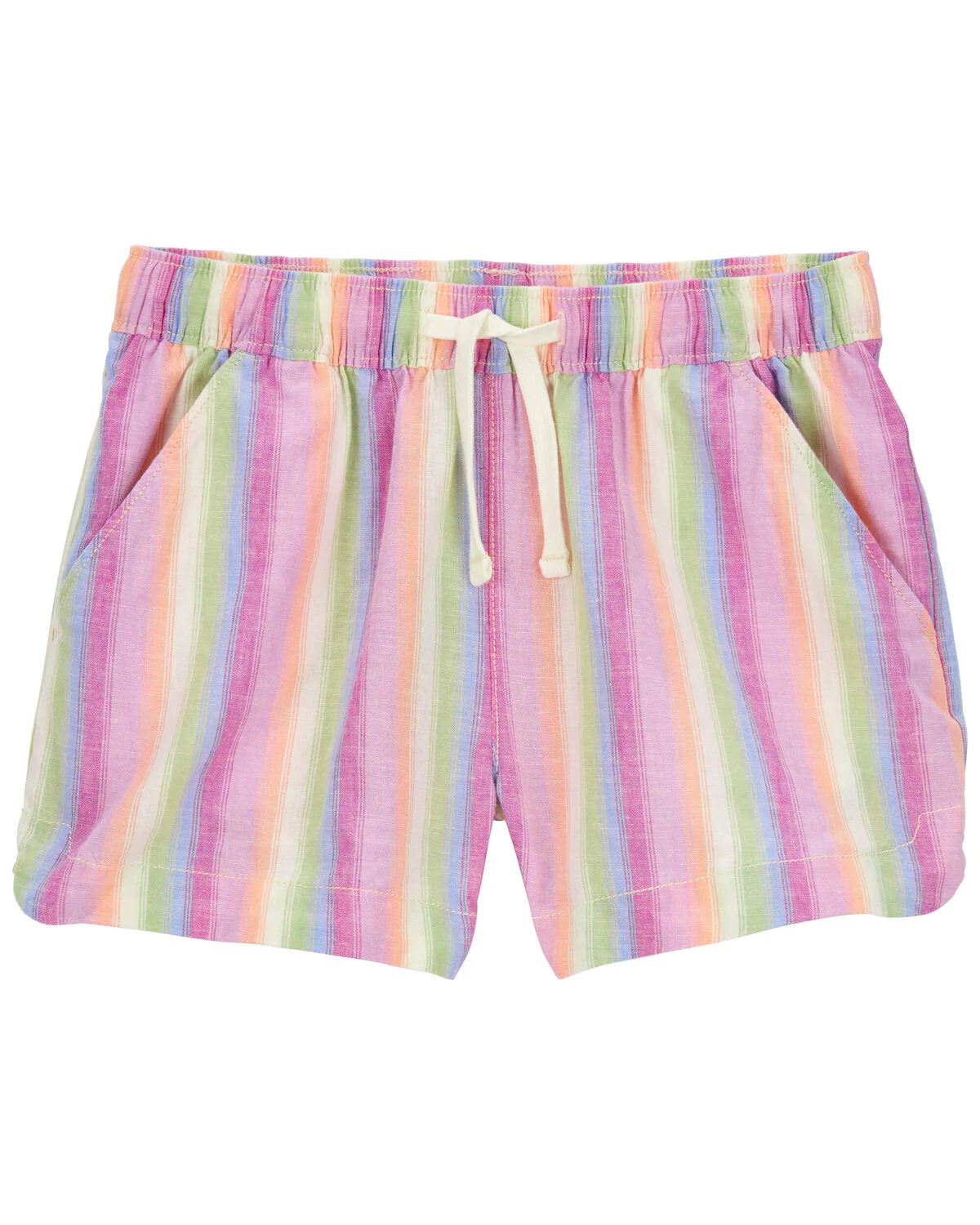 Oshkosh Kid Button-Front Flutter Top with Linen Cotton Drawstring Sun Shorts