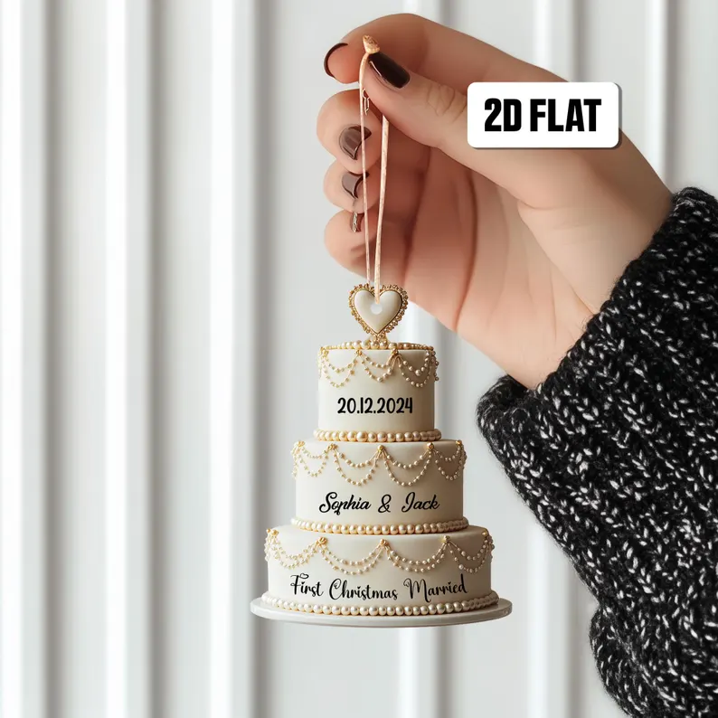 Personalized Wedding/Birthday Cake 2D Flat Ornament