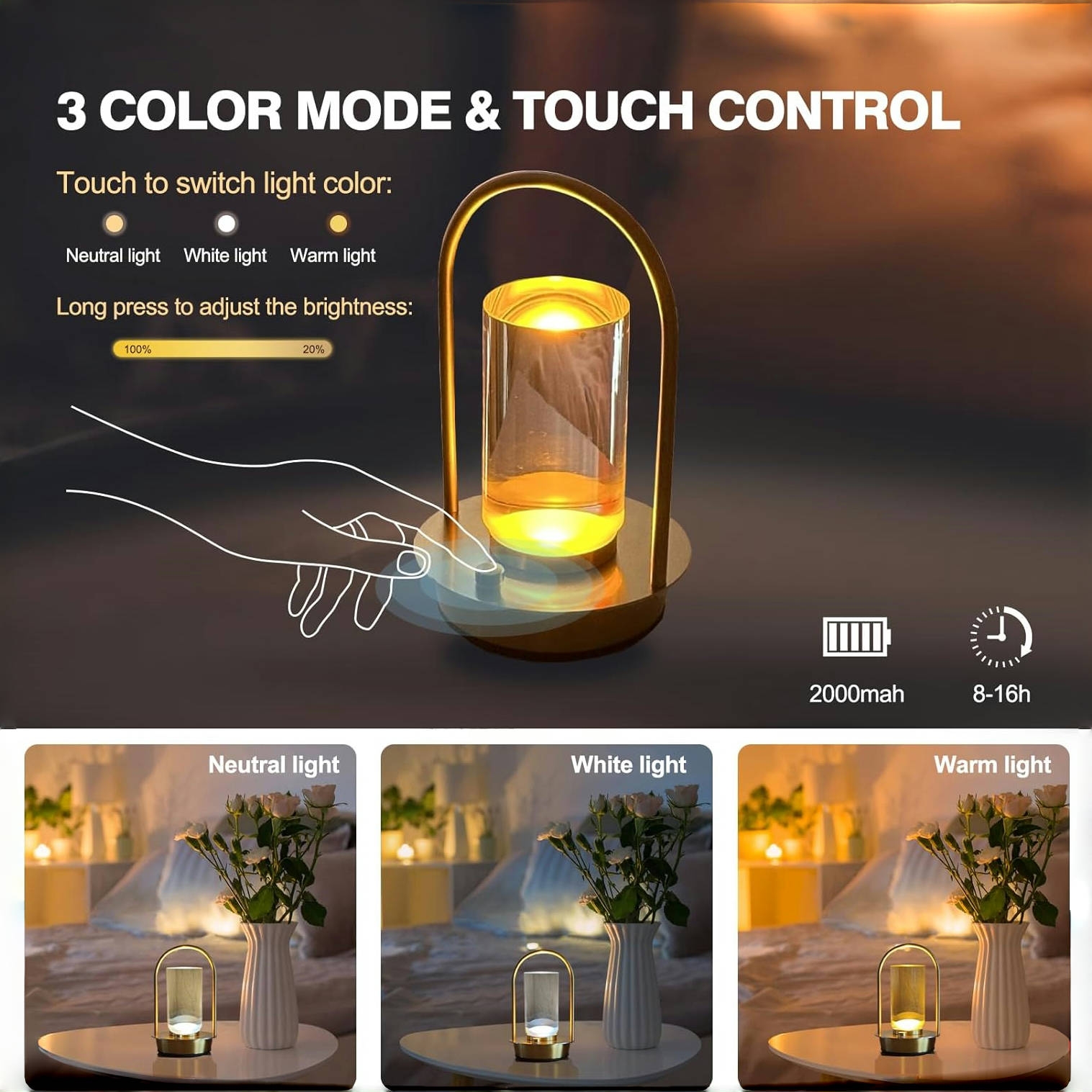 Modern LED Table Lamp with Arched Metal Frame