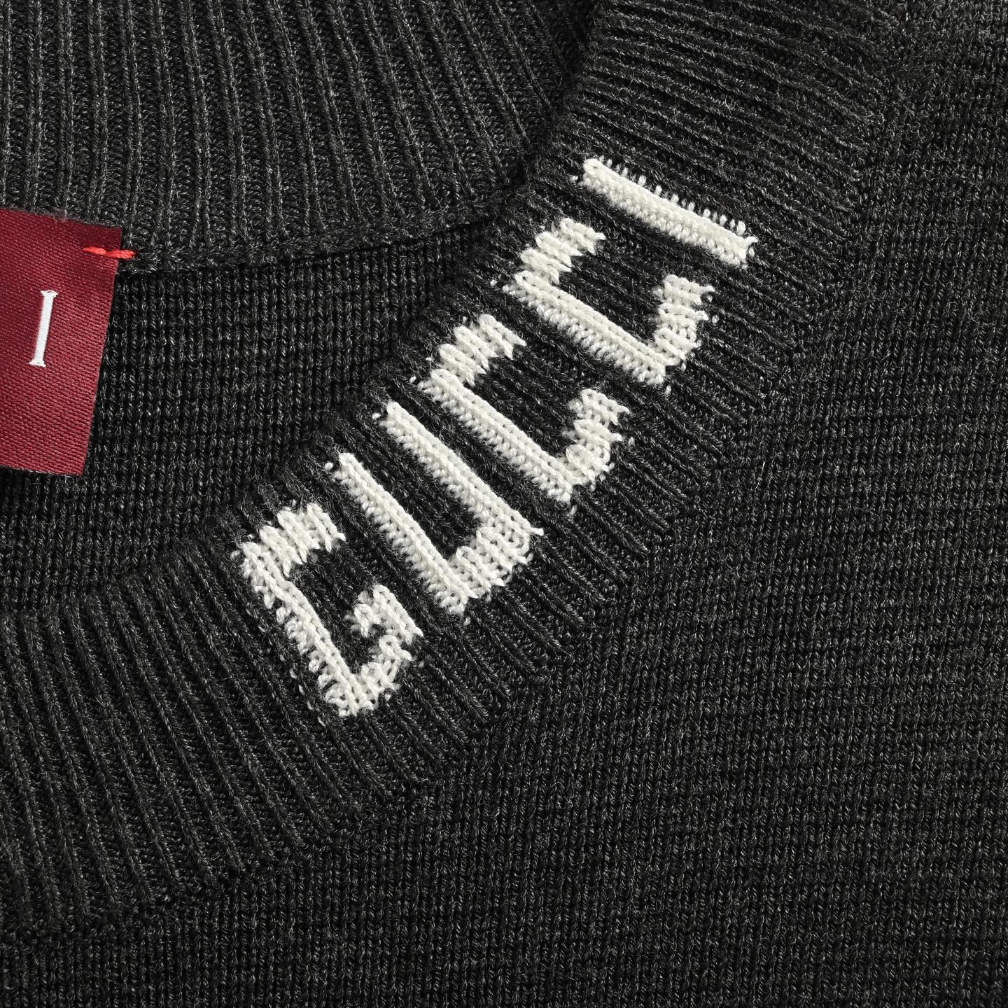 Gucci 25ss collar lettering jacquard knit short sleeves