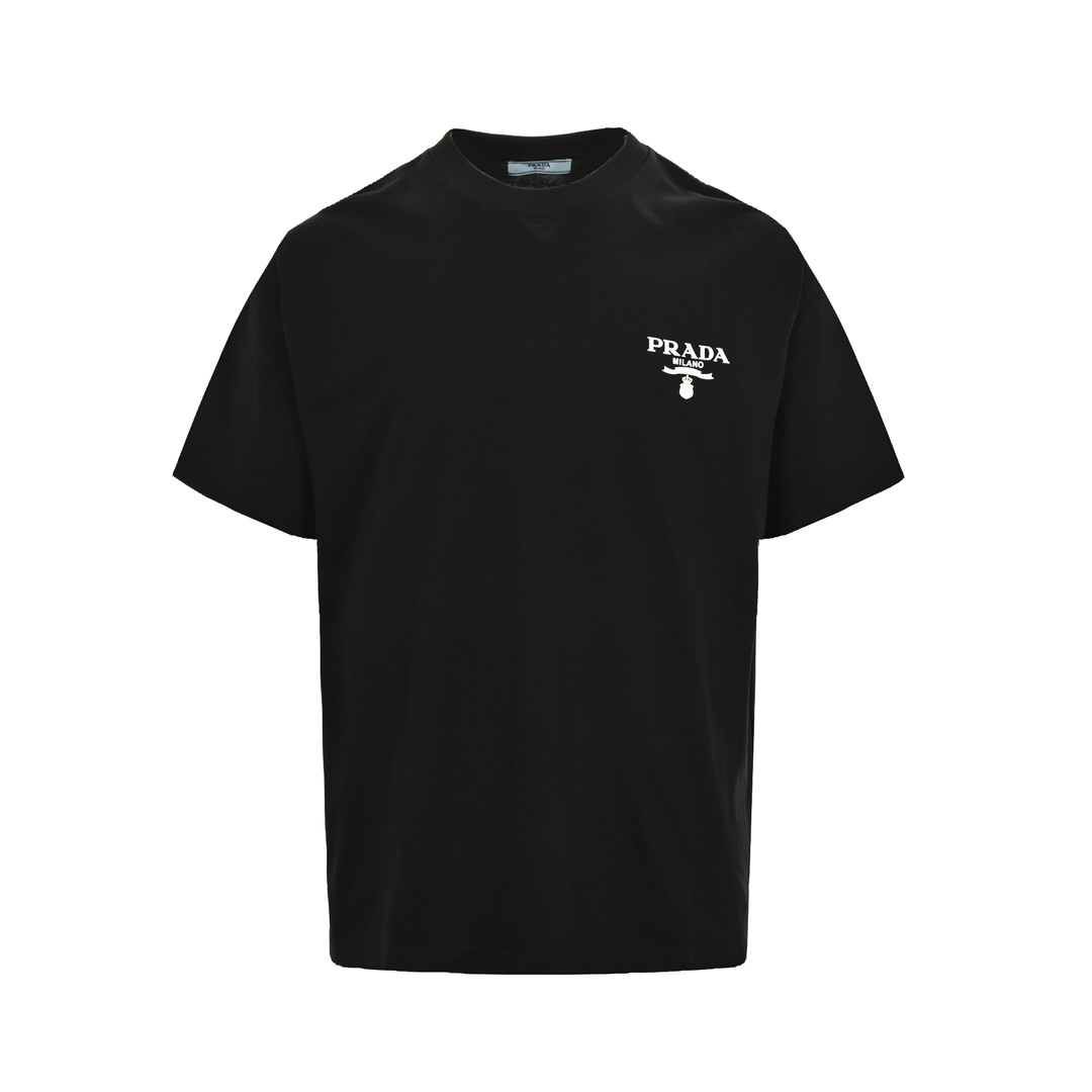 Prada 24ss three-dimensional laminated letter short sleeve