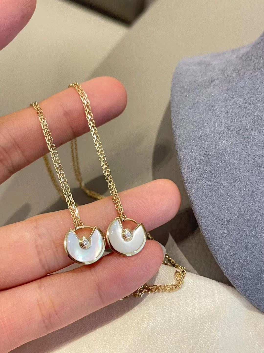 Cartier Small White Shell Amulet Necklace