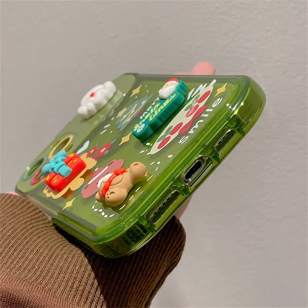 Christmas Three-Dimensional Doll Pendant Flip Mirror Phone Case