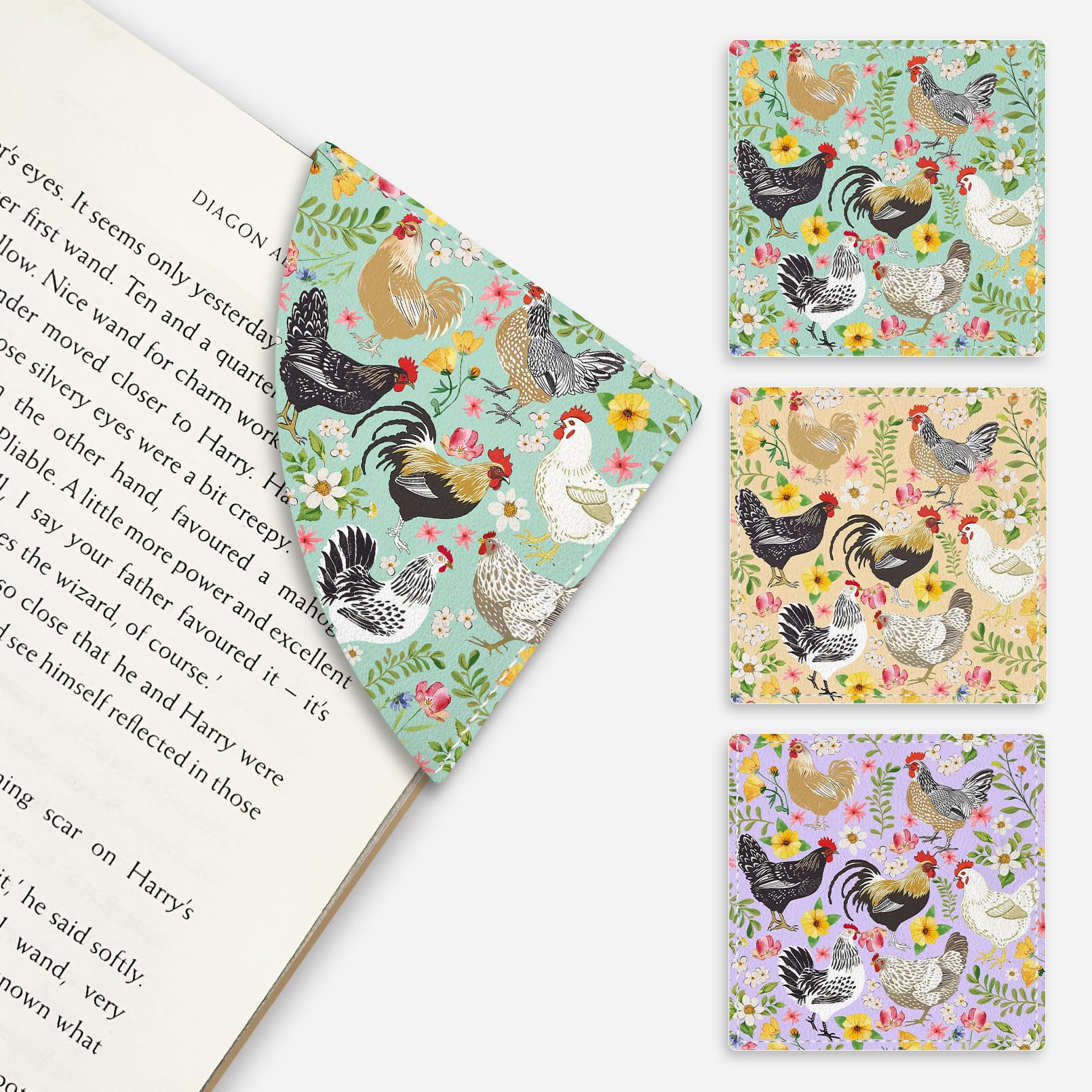 🔥ON SALE🔥3 Pcs Cute Black Cat Floral Corner Bookmarks - Funny Leather Book Accessories for Book Lovers