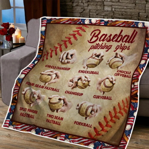 Baseball Pitching Grips Quilt Blanket