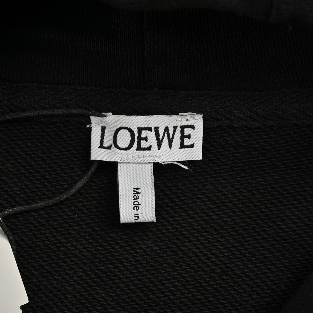 Loewe 24Fw irregular dislocation embroidery hooded sweatshirt