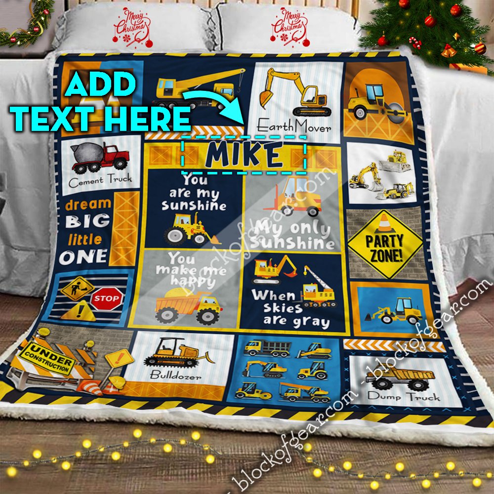 Personalized Heavy Equipment Boy Sofa Throw Blanket