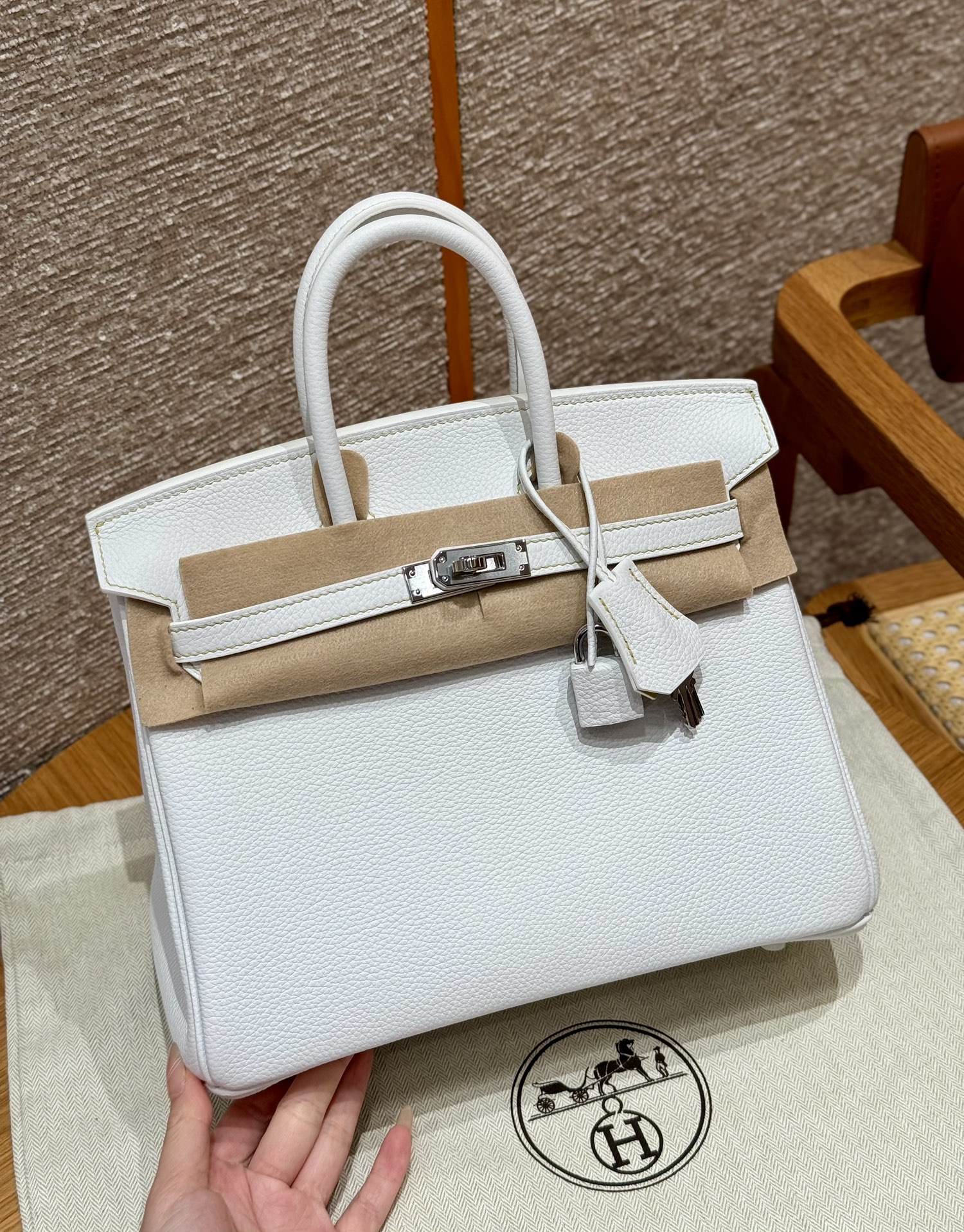 Hermès Birkin 01Blanc9RLime Handbag (Handmade to order)