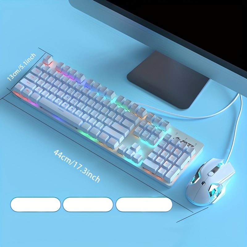 AJAZZ Watcher Third Generation Blue Light Mechanical Keyboard And Mouse Set For Gaming, Typing And Office Use, Specially Designed For Female Users