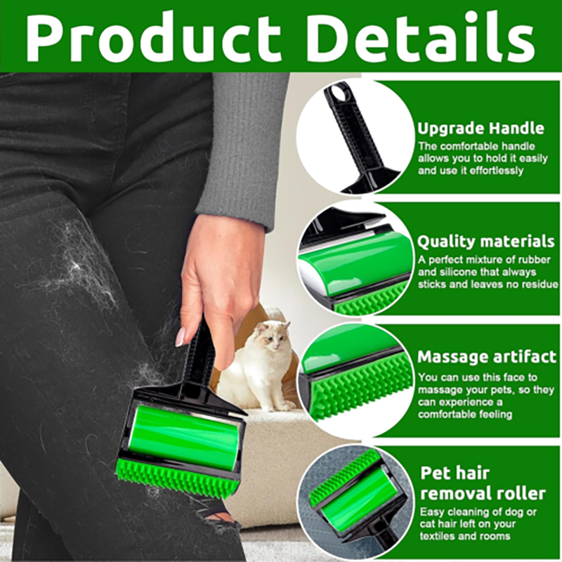 2Piece Set Reusable Sticky Lint Roller, Stick It Roller, Washable Silicone Stick