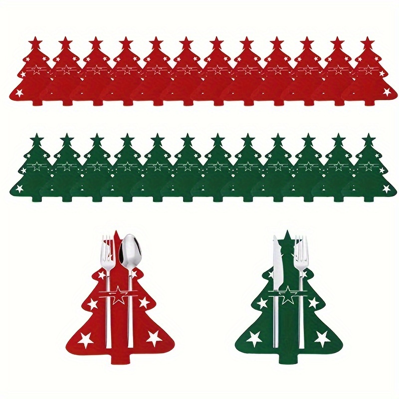 🌲🌲Christmas Felt Cutlery Holder Set - Festive Tableware Pouch for Holiday Dining & Kitchen Decor
