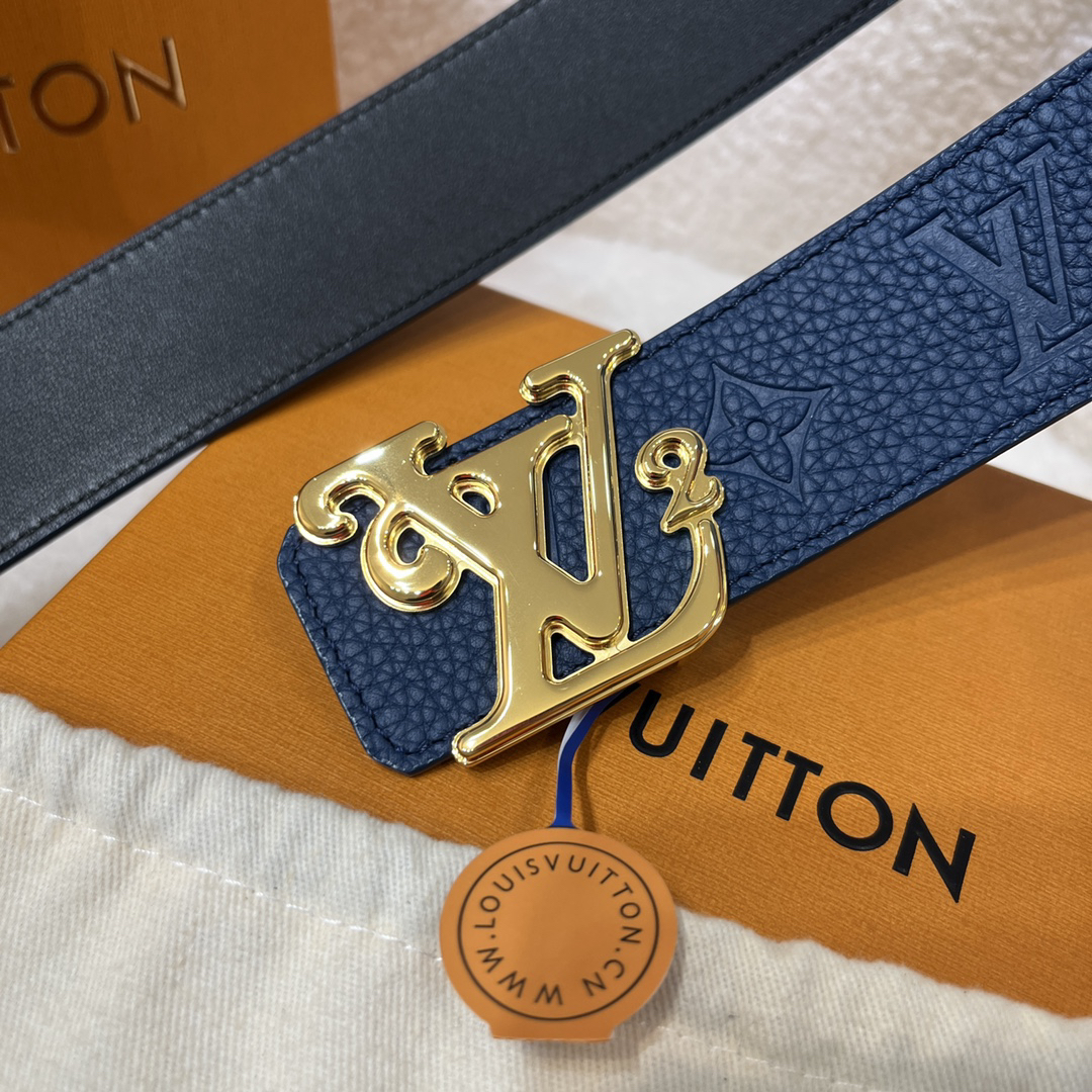 Louis Vuitton Lychee Print Men's Double-Sided Belt 4CM Width