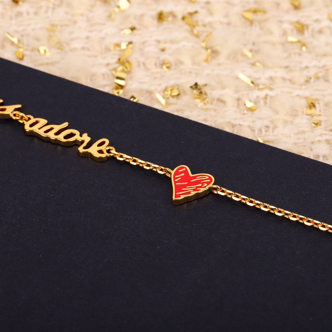 Dior Chinese Valentine's Day limited edition red heart letter necklace