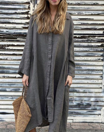 Women's Fashion Loose Cotton and Linen Dress
