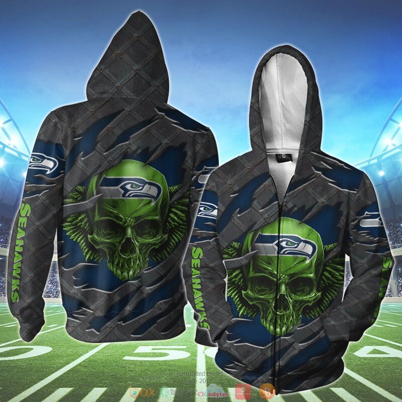 SEATTLE SEAHAWKS WINGS SKULL 3D HOODIE