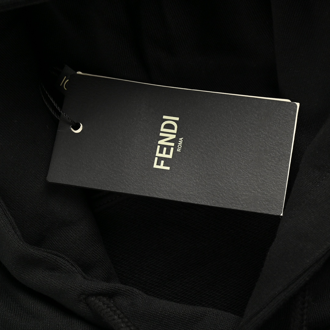 Fendi 24Fw hooded sweatshirt with embroidered letters on the chest and double F webbing on the side