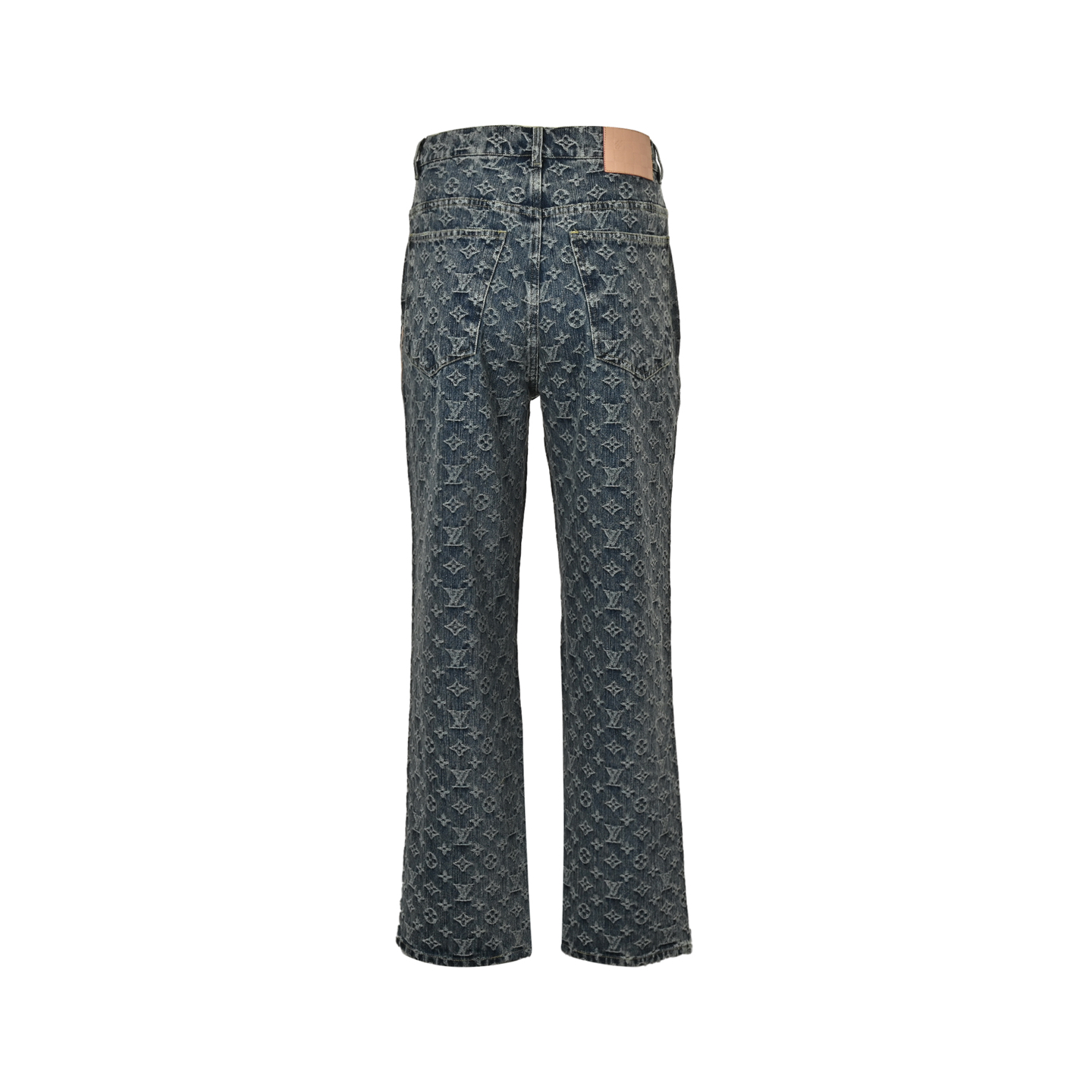 Louis Vuitton 25ss monogram jacquard leather trim jeans