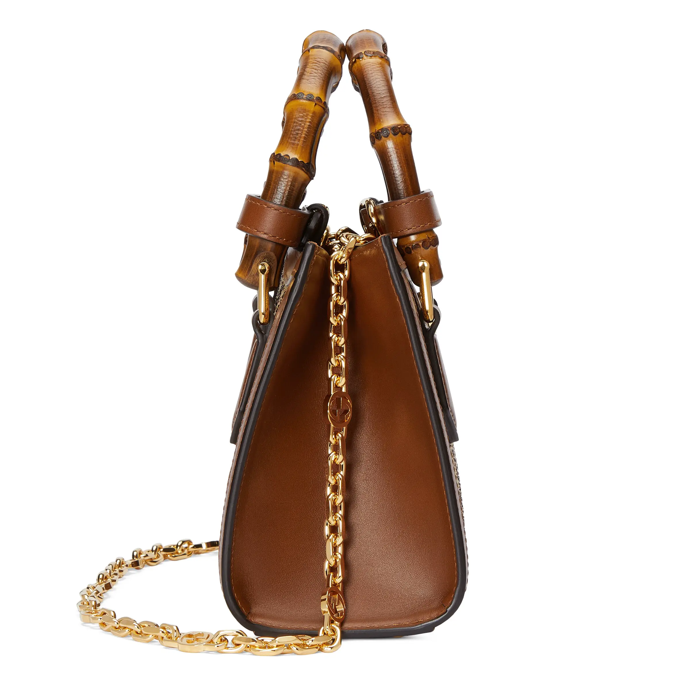 Gucci Diana series bamboo crystal small tote bag‎707449 21HRG 2687