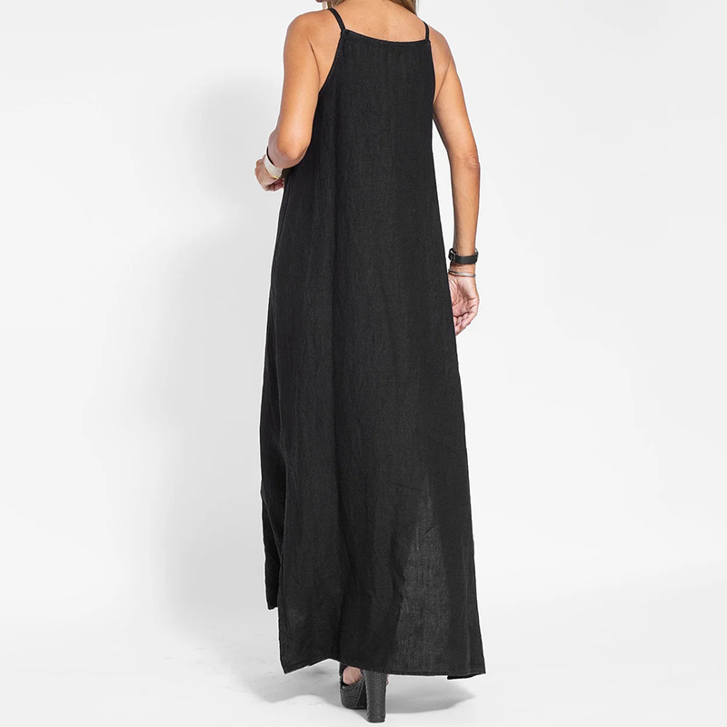 Retro Split Strap Comfy Maxi Dress