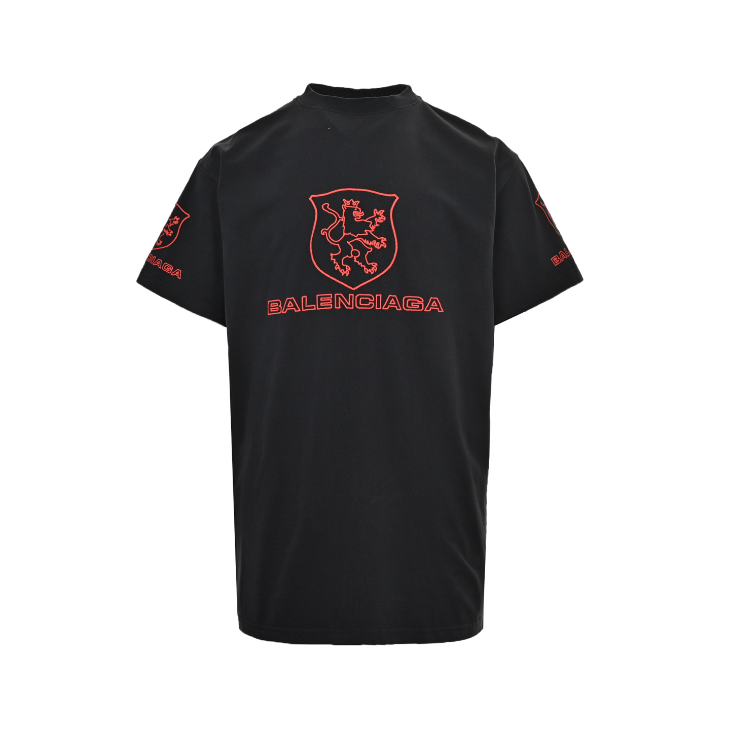 Balenciaga Lion Club Lion Badge Washed Short Sleeve