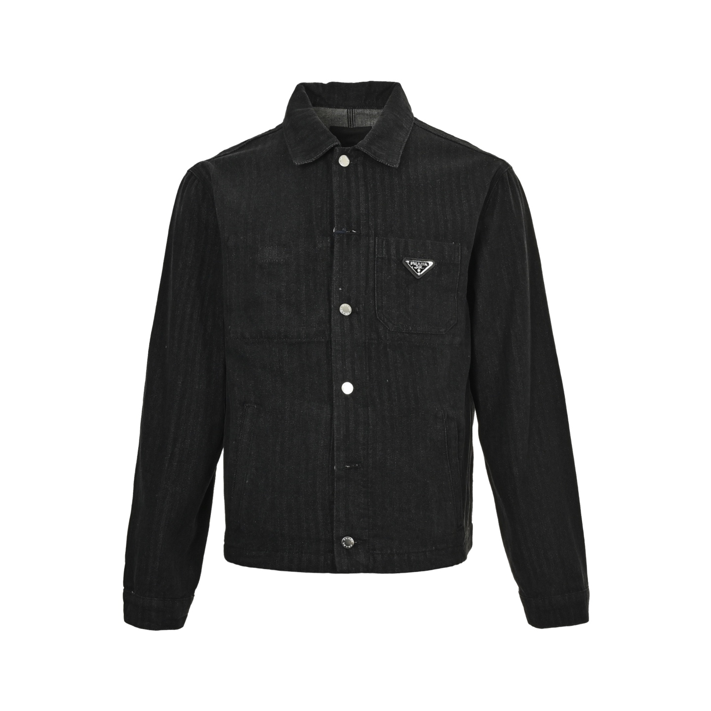 Prada 25Fw triangle logo washed denim jacket