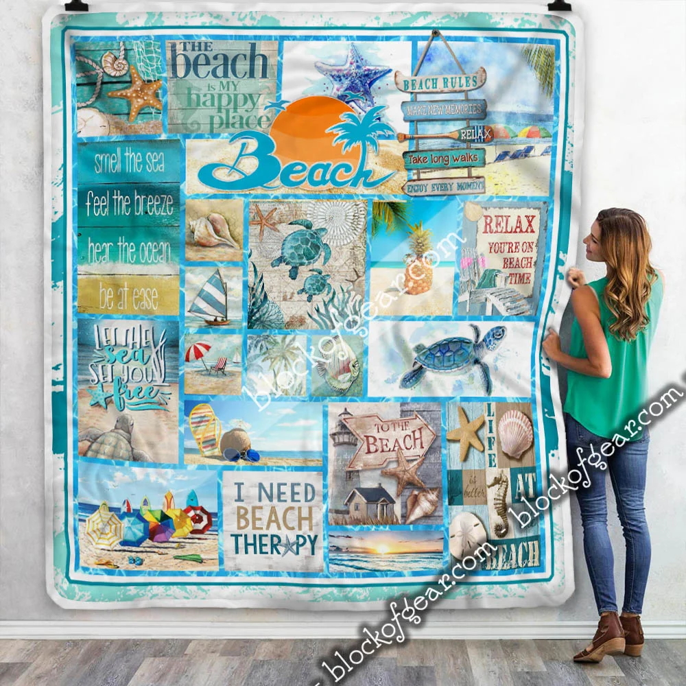 The Beach Is My Happy Place Sofa Throw Blanket Blanket