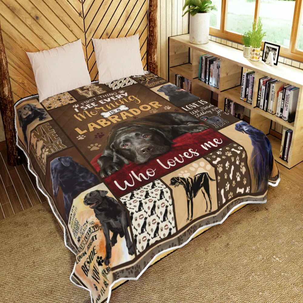 Black Labrador Retriever Quilt Blanket