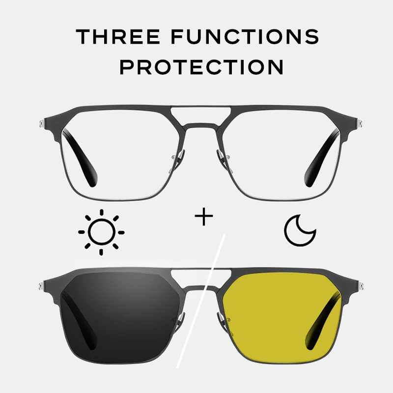 👍Last Day Promotion 50% OFF💥Magnetic Glasses Polarized And Night Vision Clip Combine 3 In 1 Eyeglasses Frame Anti Blue Light Glasses