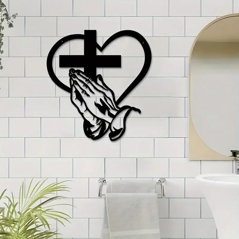 🎄Early Christmas Sale - 50% OFF🔥Christian Metal Wall Art – Heart & Cross with Prayer Hands