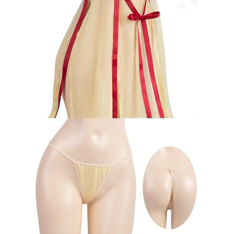 Vintage See-through Backless Split Lingerie Dress