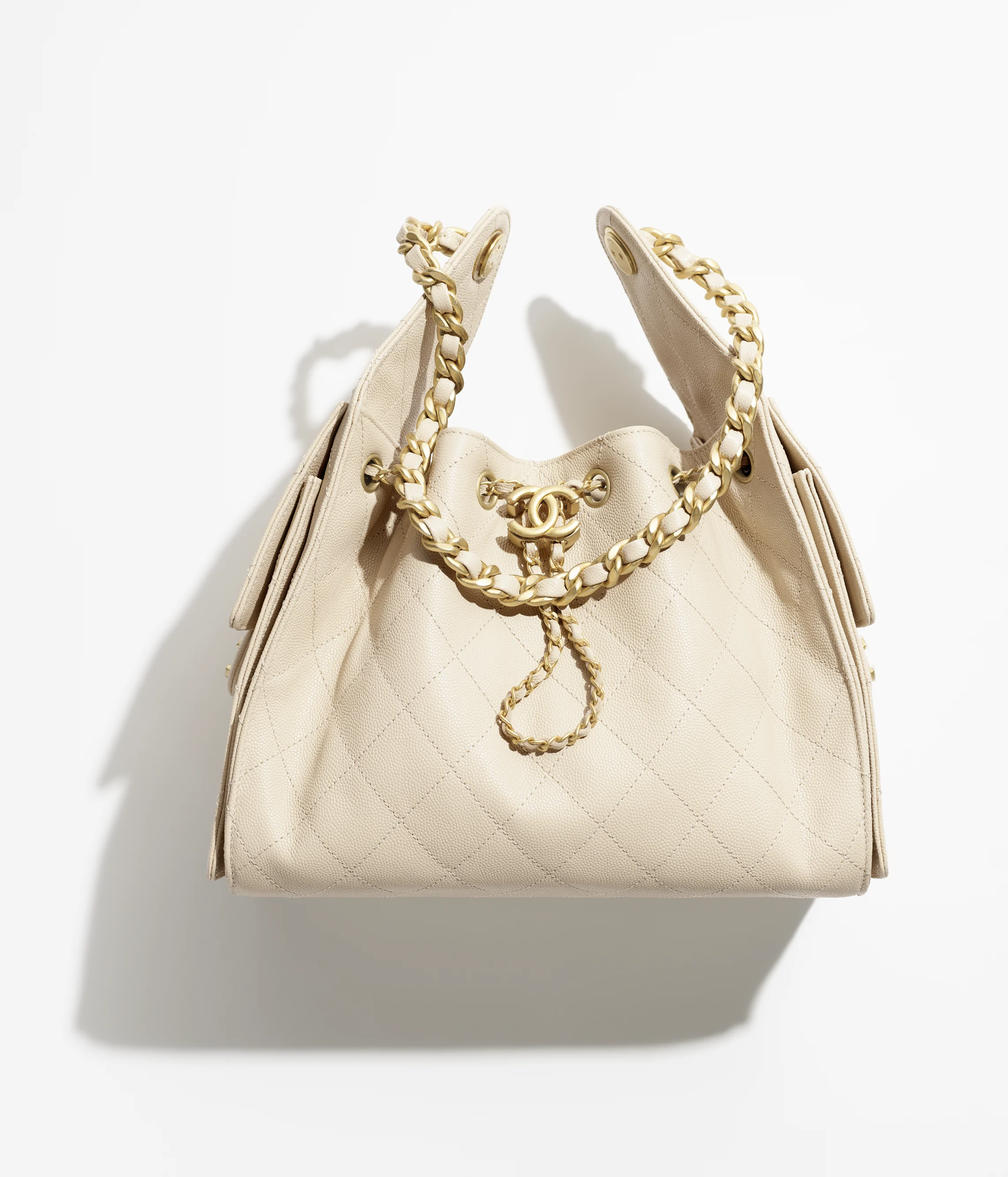 Chanel Small 25 Grained Calfskin & Gold-Tone Metal Beige AS5293-B20304-NAGEK