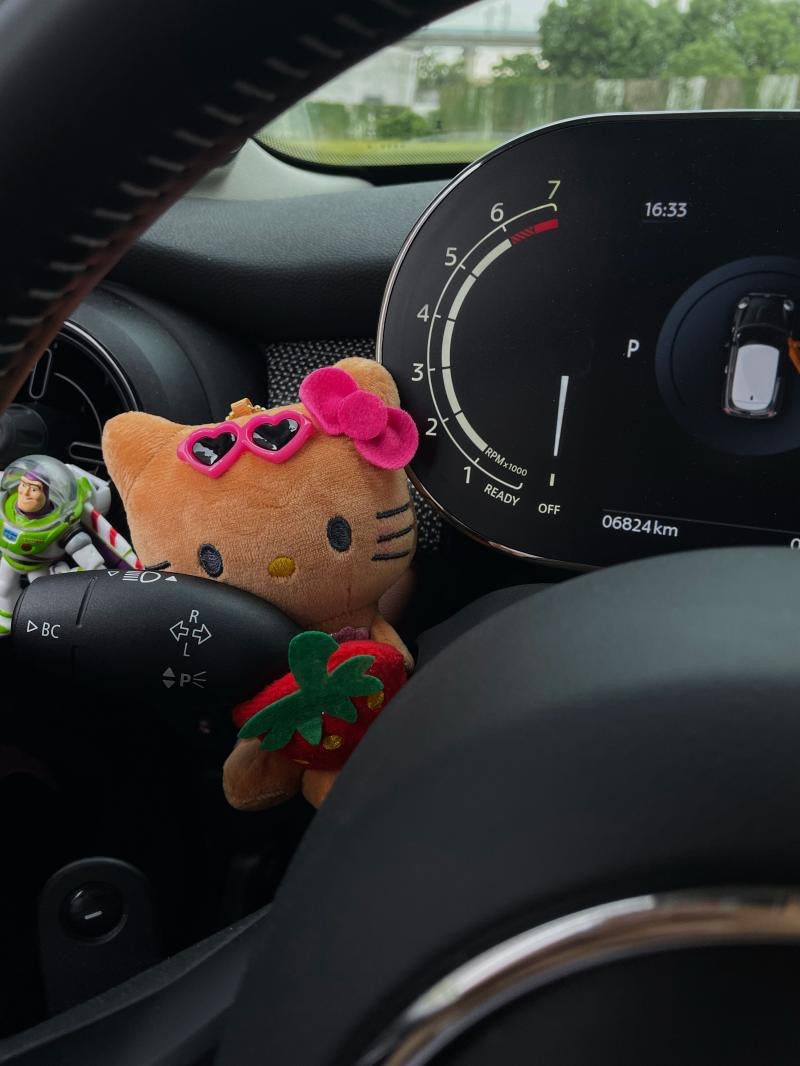 Tan KT Plush Toy for Windshield Wiper Gear Lever Wiper Shift Grip Ornament Car Accessories