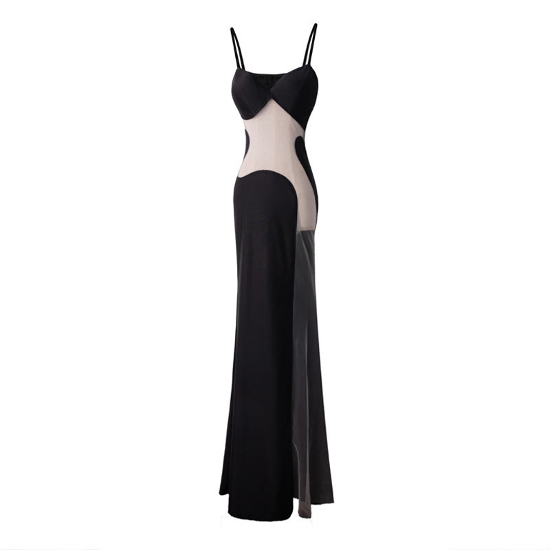 V-neck Sleeveless See-through Slip Dress