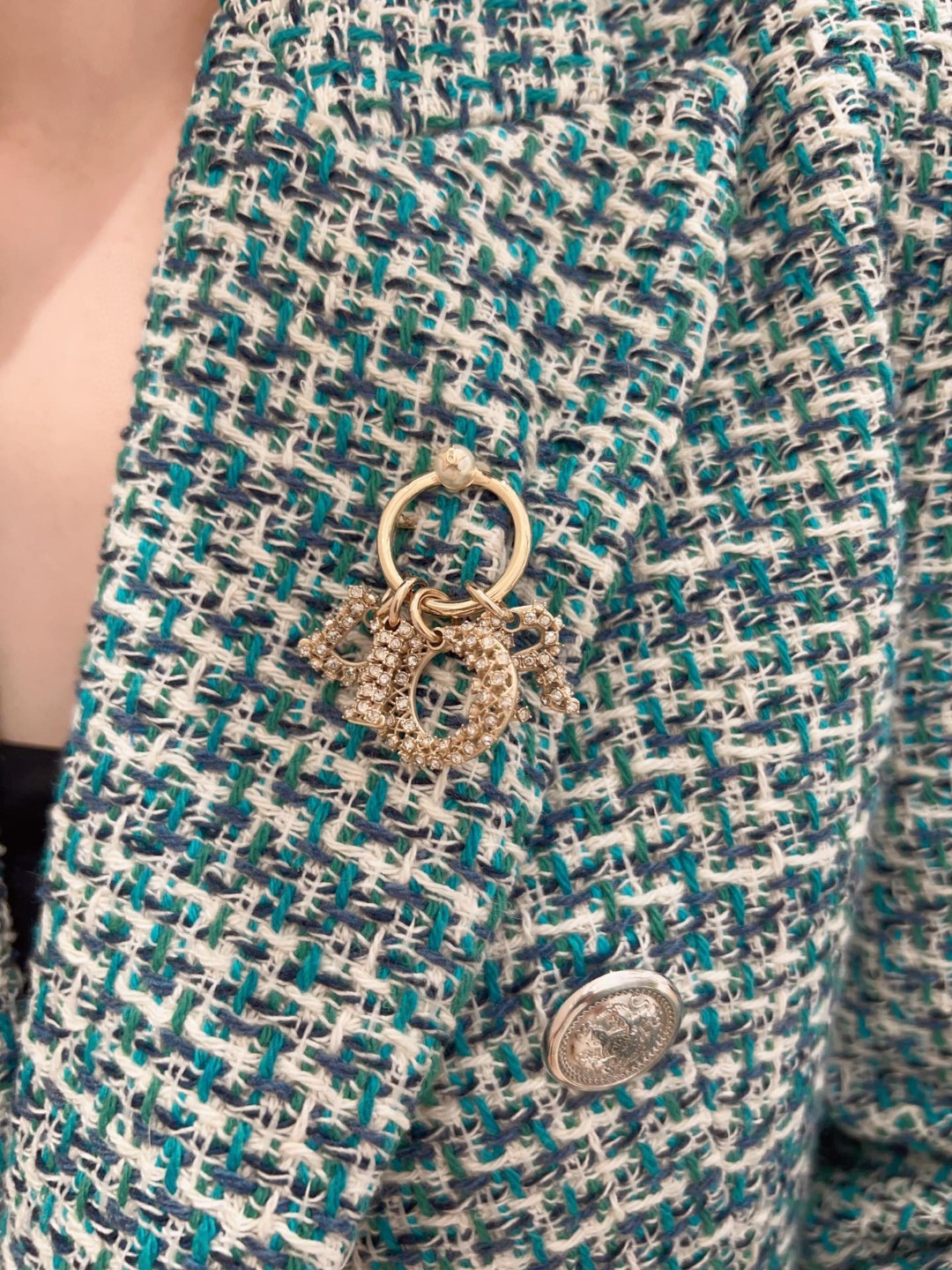 Dior diamond letter brooch