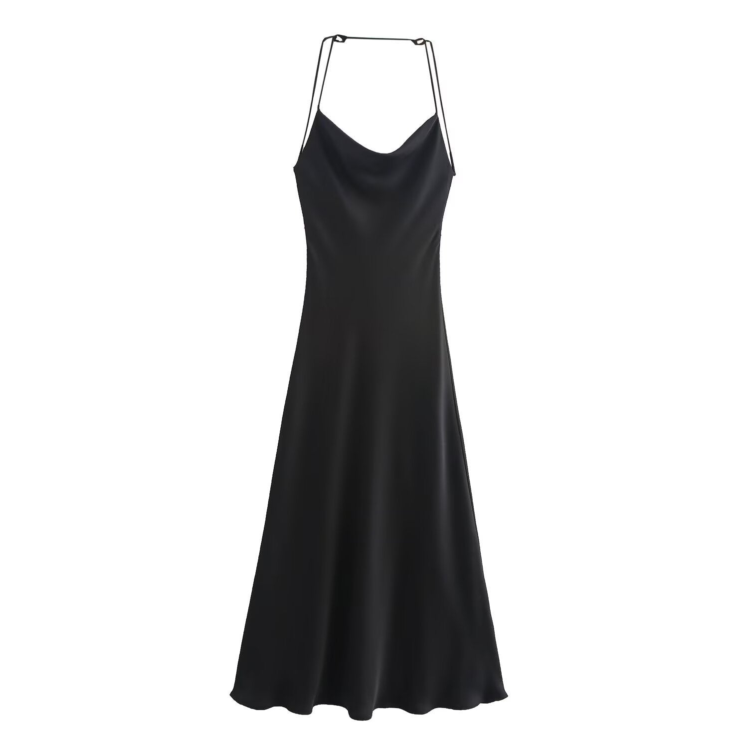 Women's High-Waisted Backless Midi Dress in European and American Style