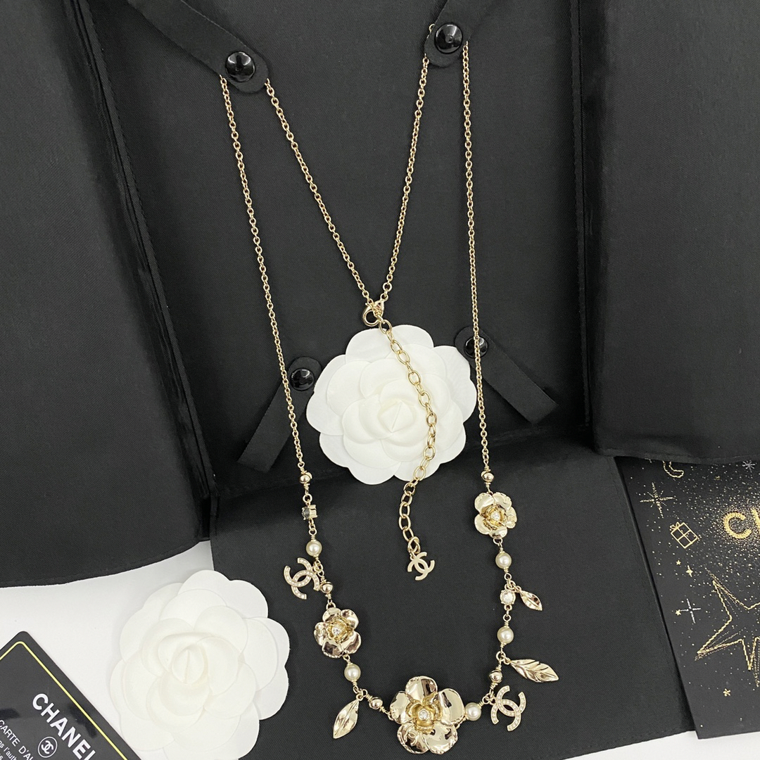 CHAN 24 multi-element camellia pearl waist necklace