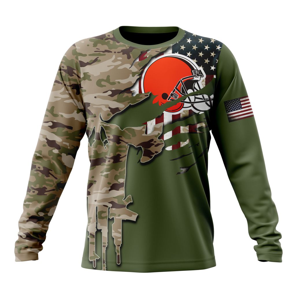CLEVELAND BROWNS 3D HOODIE VETERANS DAY
