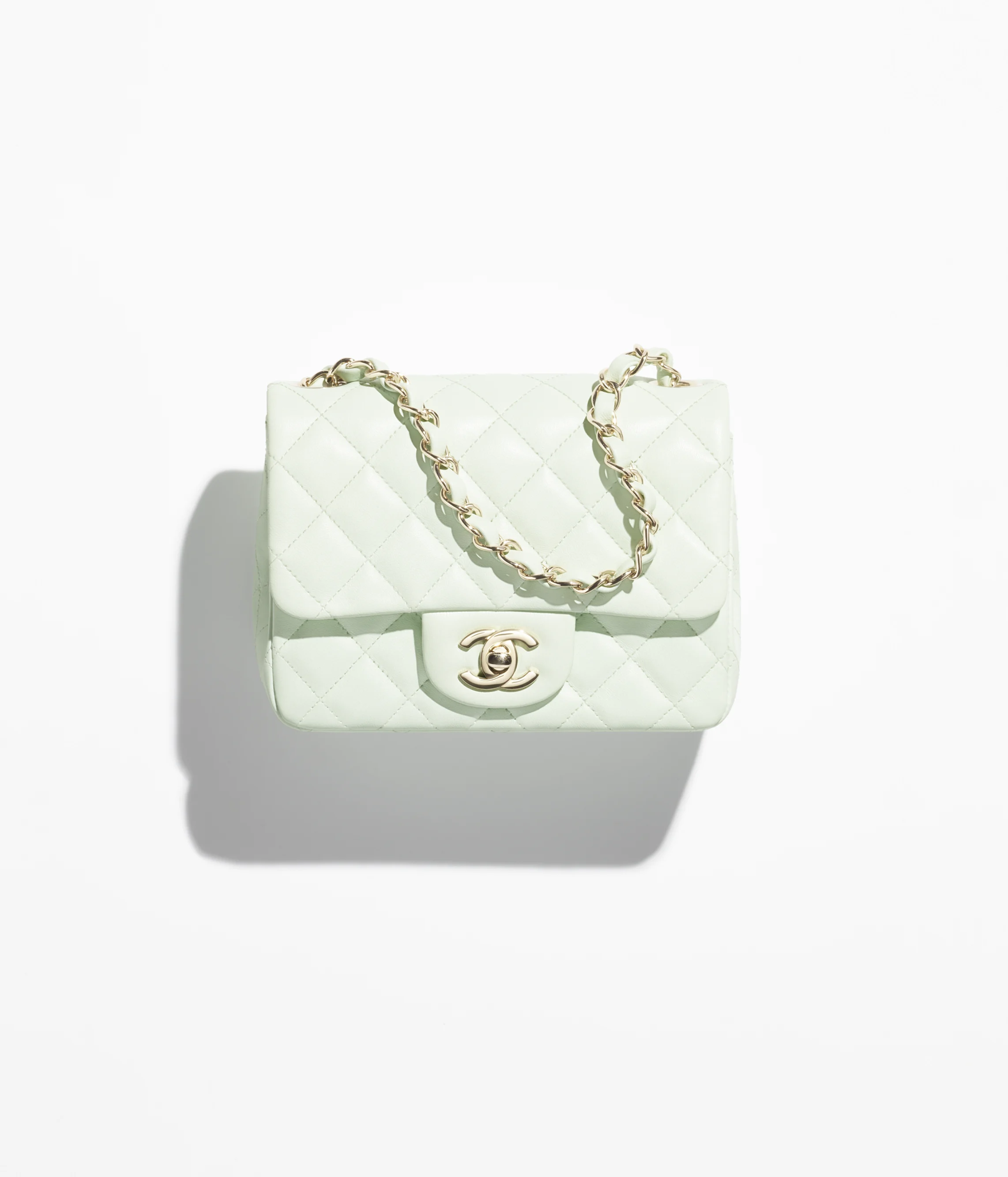 Chanel Mini Classic Bag Lambskin & Gold Metal Light Green A35200-Y04059-NAGER
