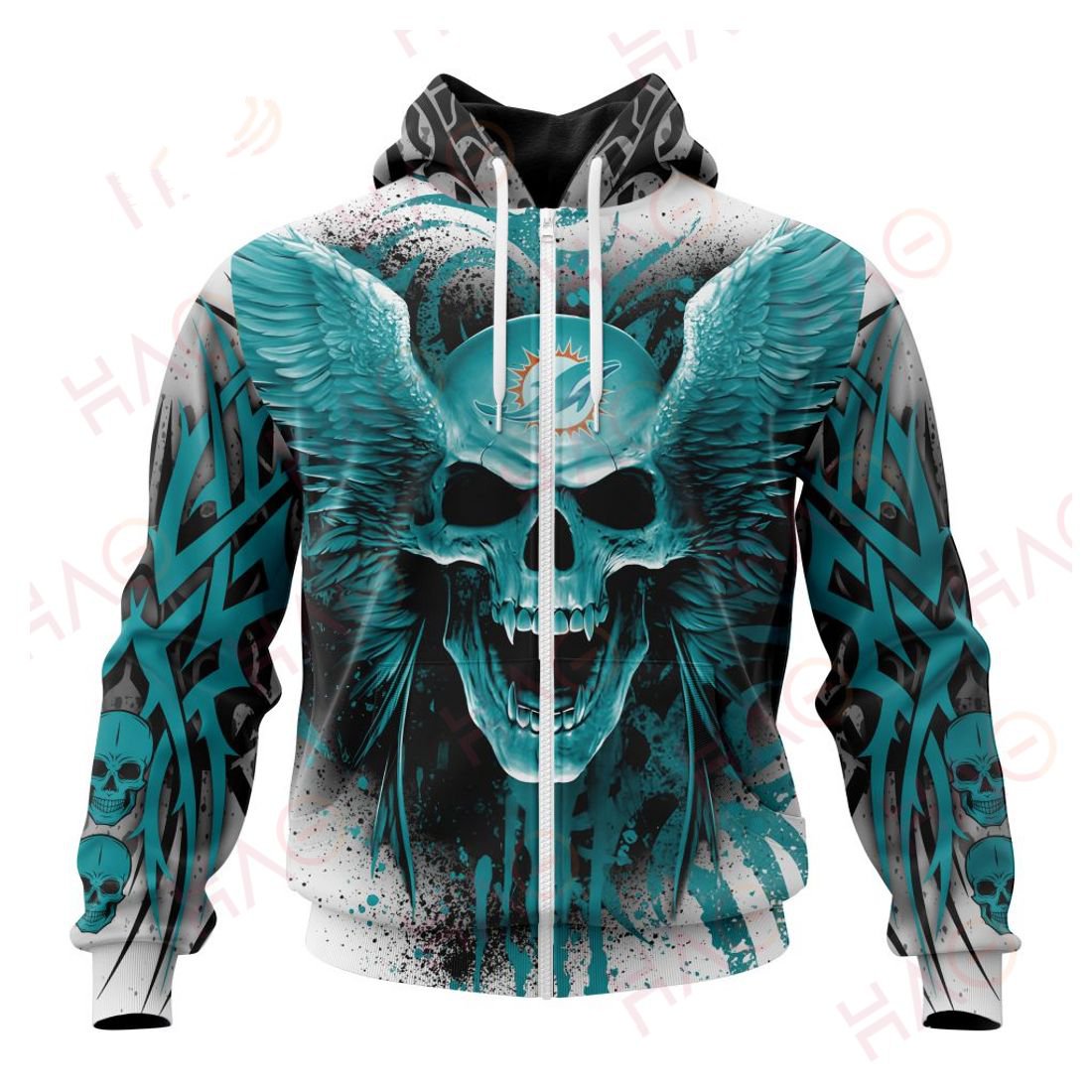 MIAMI DOLPHINS 3D HOODIE SKULL ART