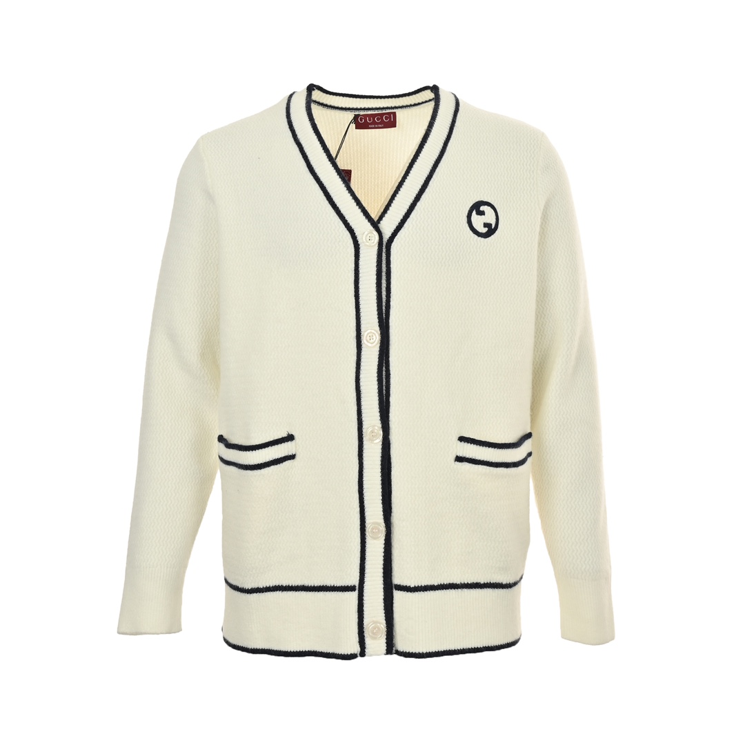 Gucci 24Fw colorblock striped cardigan with Double G embroidery