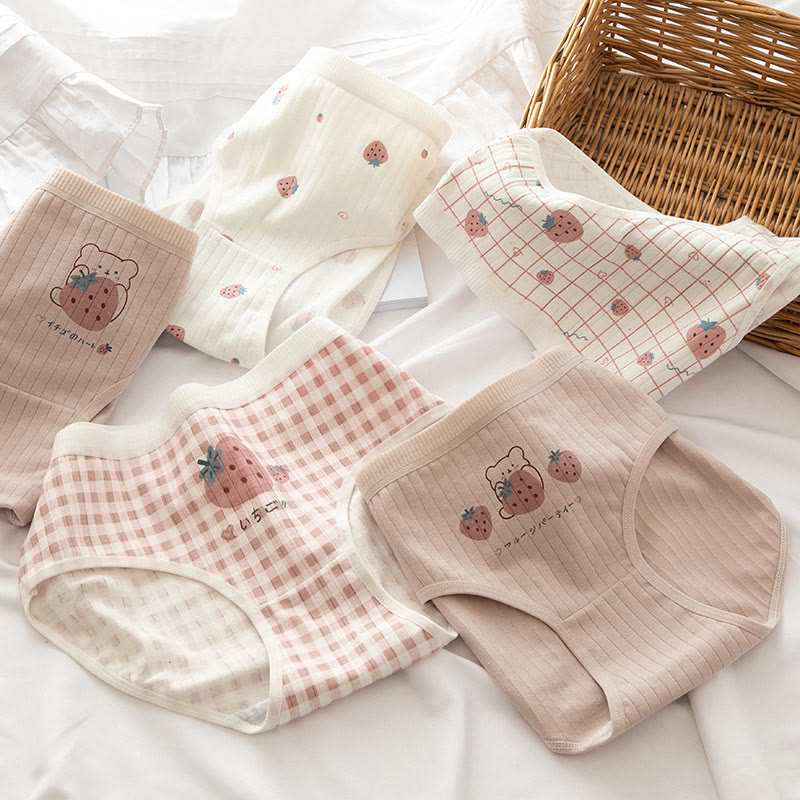 5 Pack Bear Strawberries Print Panty Set