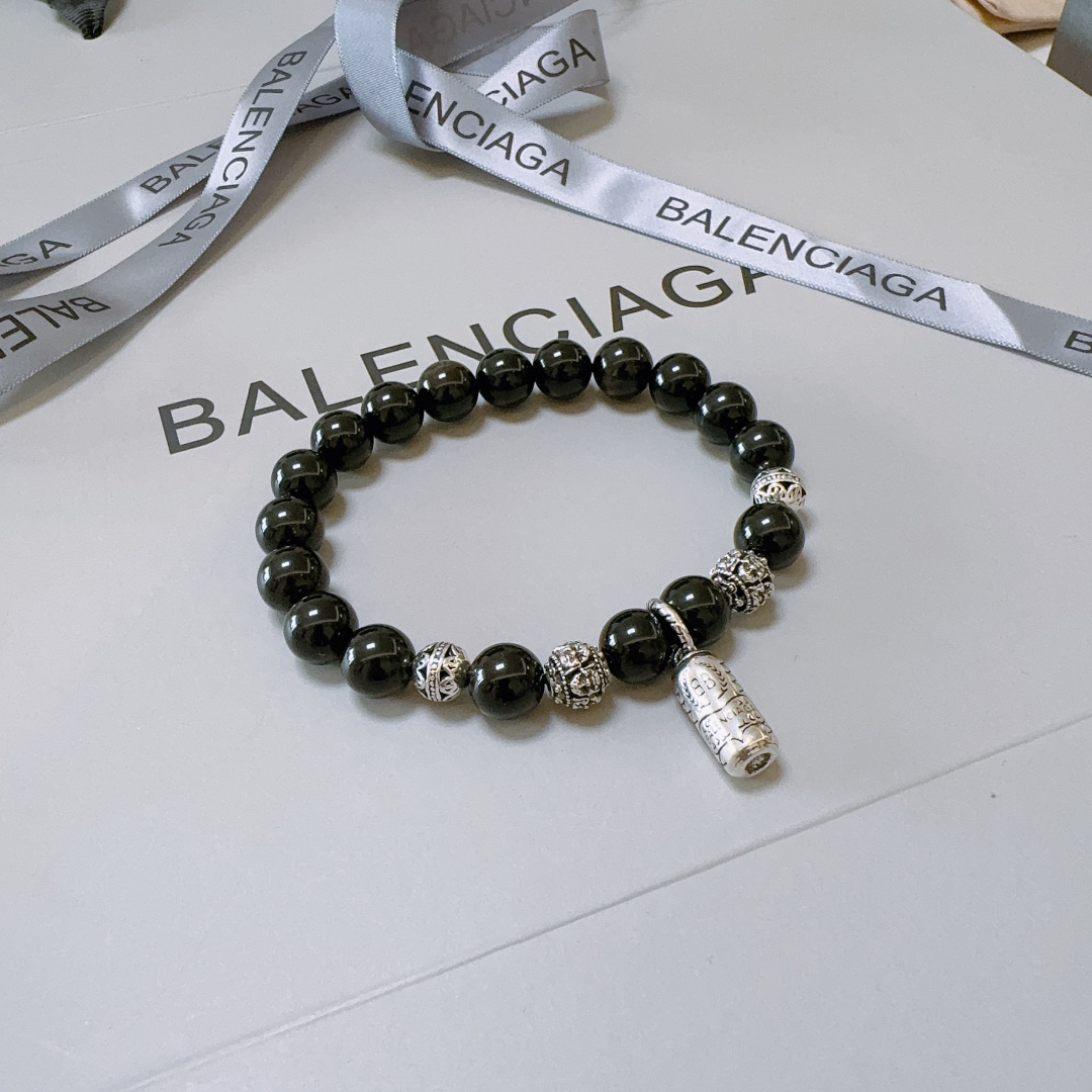 Balenciaga Natural Obsidian Thai Silver Style Bracelet