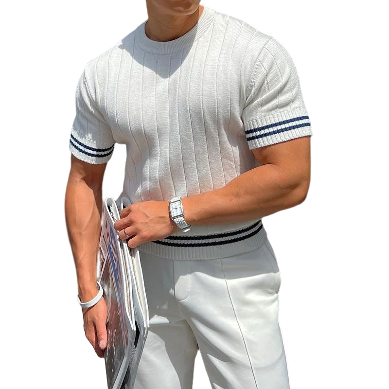Men's Fashion Business Fitness Sports Knit T-Shirt