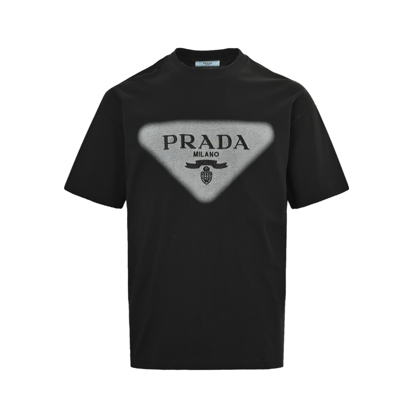 Prada 25ss triangle logo embroidered inkjet short sleeve
