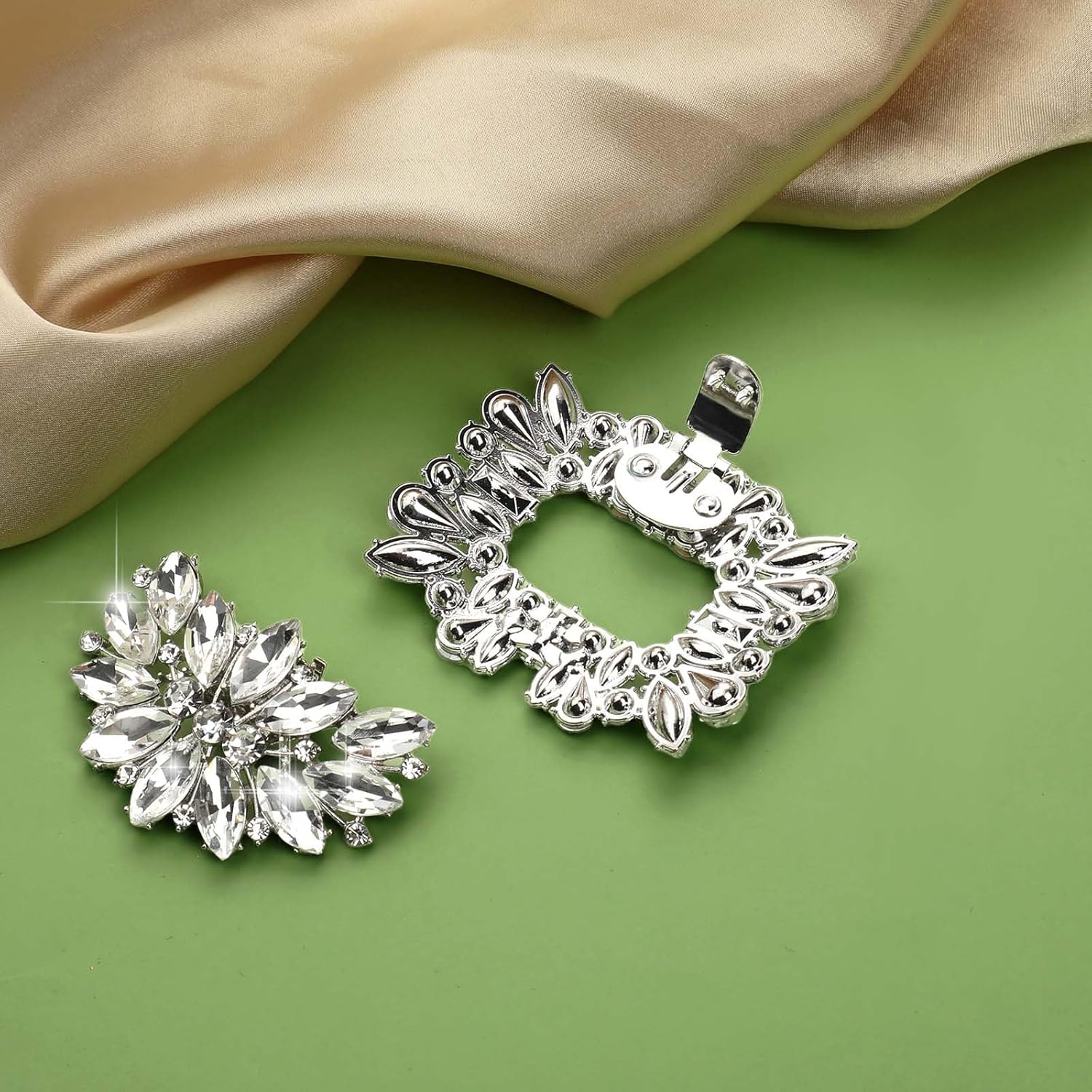 🎄CHRISTMAS ON SALE🔥1 Pair Elegant Sparkling Crystal Shoe Charms Decoration Accessories Detachable Shoe Buckles