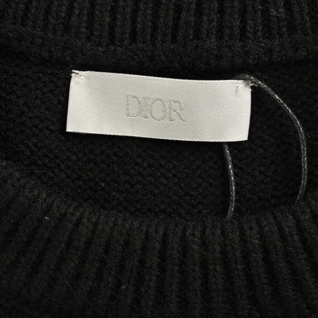 Dior 24Fw Archives Labels logo embroidered knitted pullover sweater