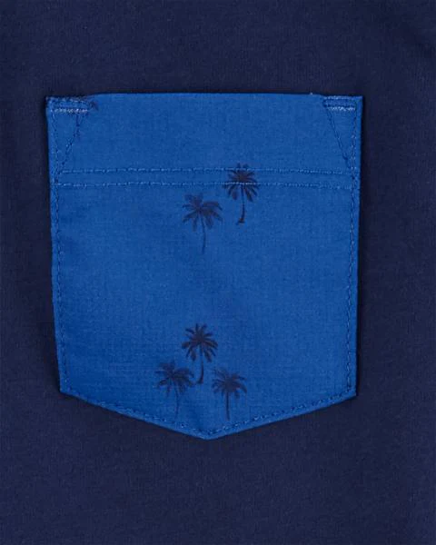 Oshkosh Kid Jersey Pocket Henley with Palm Print Quick Dry Hybrid Shorts