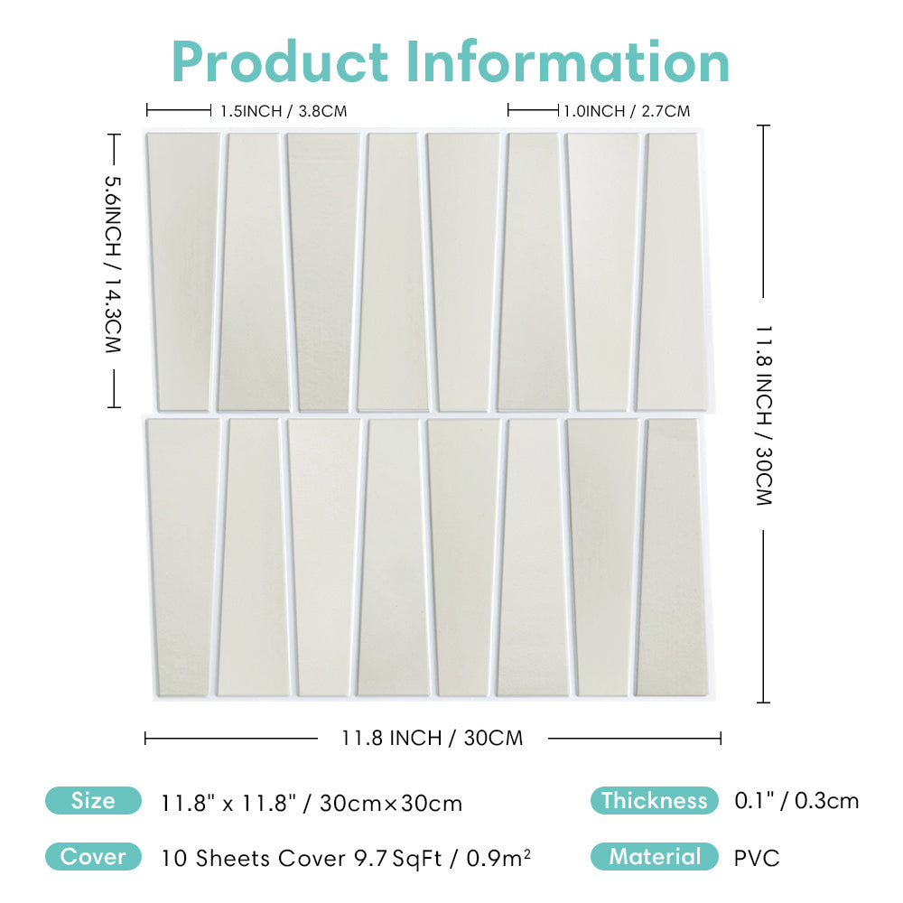 3D Trapezoid Creme Peel and Stick Wall Tile