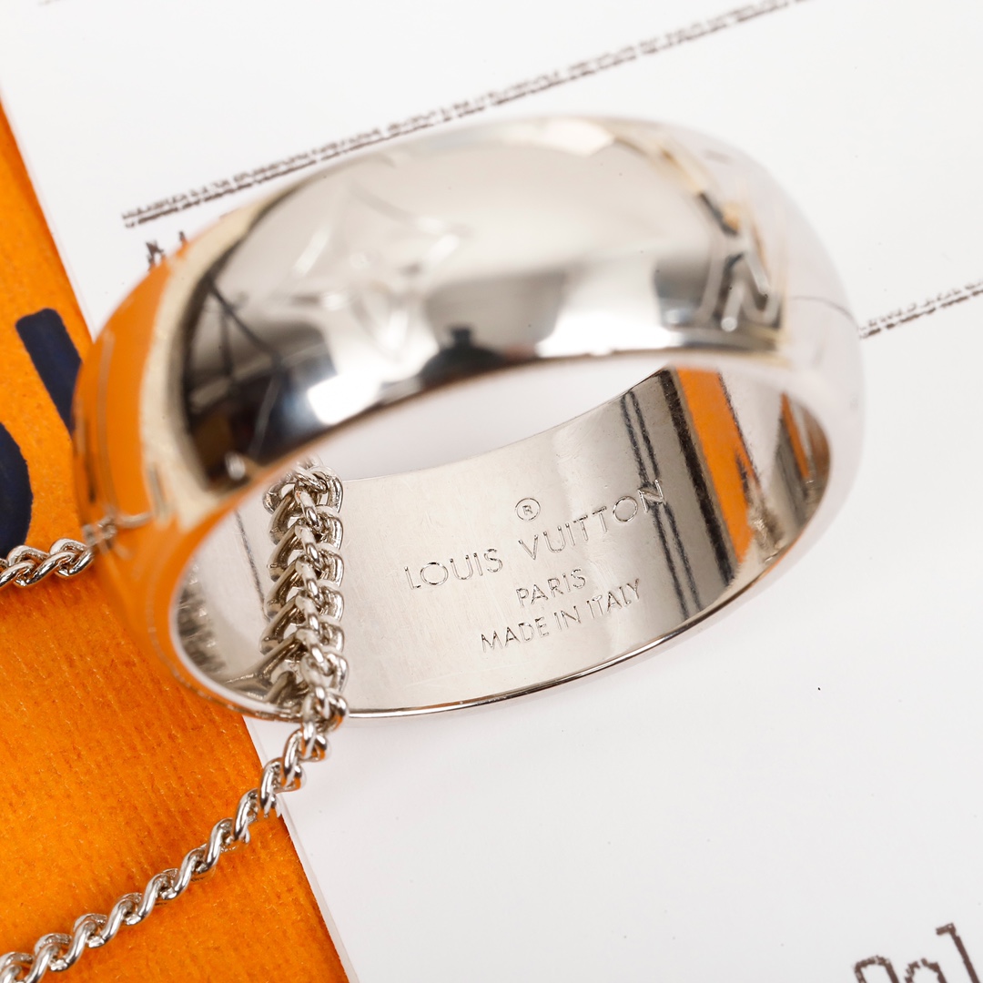 Louis Vuitton Floral Embossed Hoop Ring Necklace